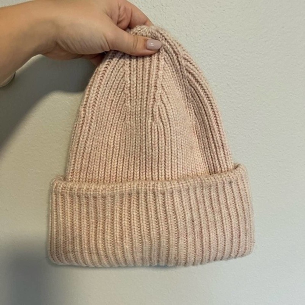 Anthropologie Pink Ribbed Knit Beanie